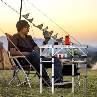 Folding Camping Table, Aluminum 24" X 16" Adjustable Height Small Folding Table With Carrying Handle, Lightweight, Portable Camping Table Waterproof (