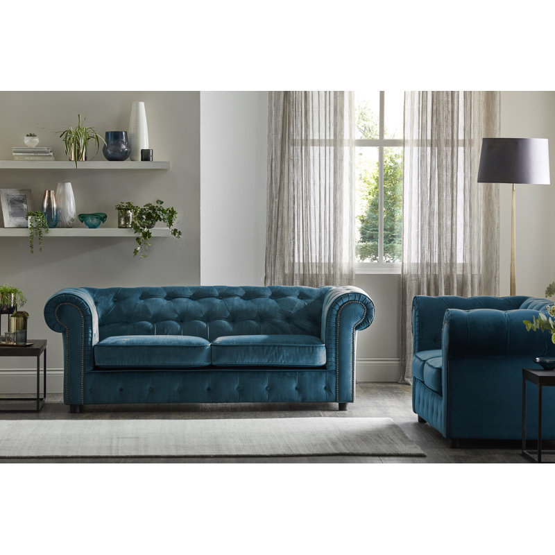 Aaron 2 Seater Velvet Sofa, Teal, 3