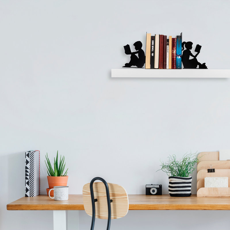 Serre-livres en métal durable, noir, 15,9 po x 5,5 po x 8,7 po | Fabrication 100% métal, épaisseur: 0,05 pouce | Parfait pour organiser des livres et des magazines dans la maison et le bureau, conception robuste et élégante