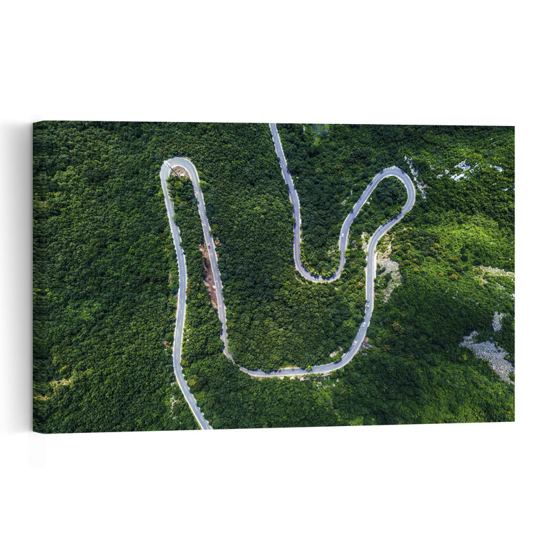 " Winding Forest Road Peaceful Serene Tranquil Forest Landscape Wall Art Print " by Zhou Chengzhou, H 16 po x l 24 po