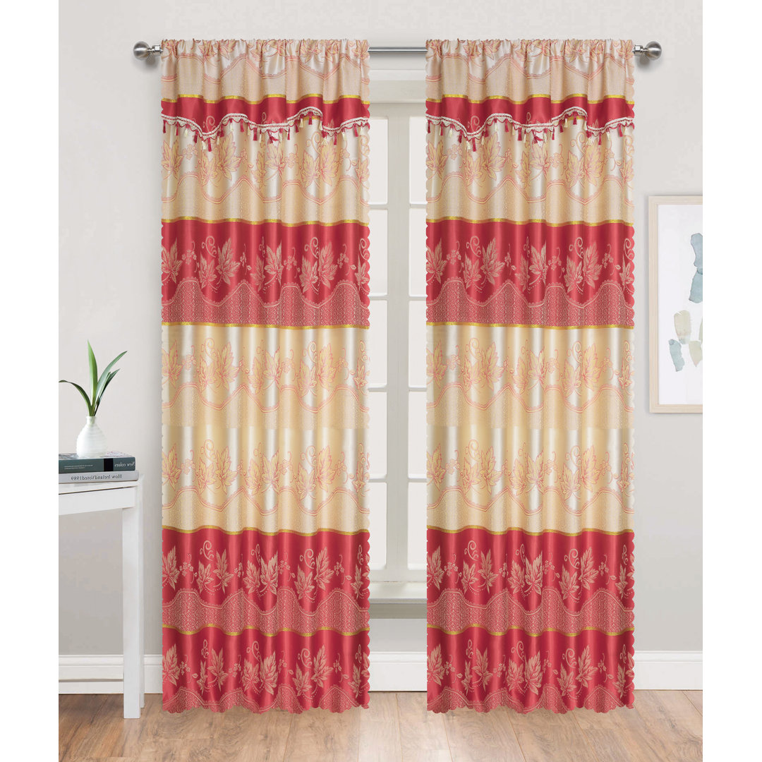 Floral Room Darkening Rod pocket Curtain Panels (Set of 2) Red Barrel Studio® Curtain 