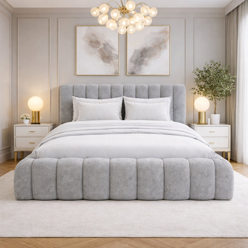 Upholstered Bed Frame, Super King (6'), Grey
