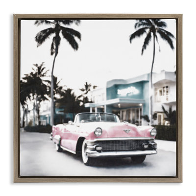 Tropical Cruise Antique Car Black Framed Floater Canvas Wall Art by Noah Bay