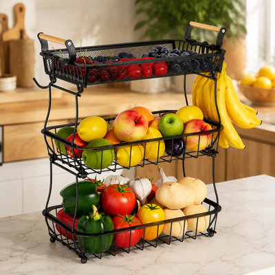 Support à fruits et légumes à 3 niveaux
