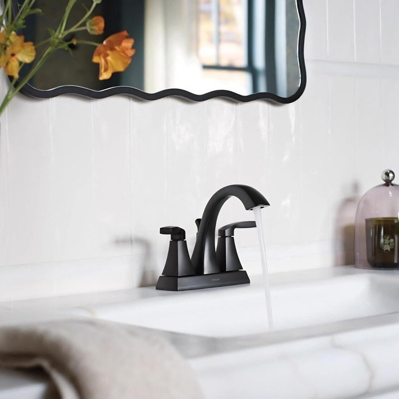 Robinet de salle de bain central avec drain Moen Voss, Noir mat