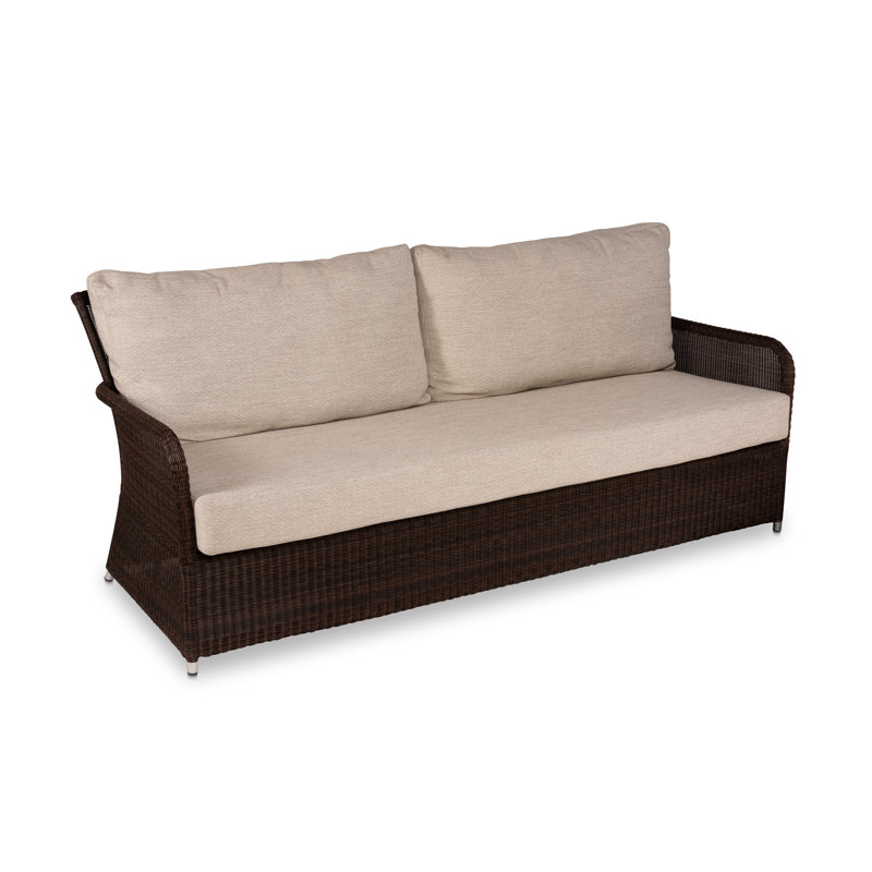 Stafani 84.75 " W Patio Sofa with Cushions, Brown