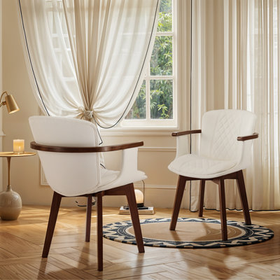 Mid-Century Faux Leather Upholstered Dining Chairs