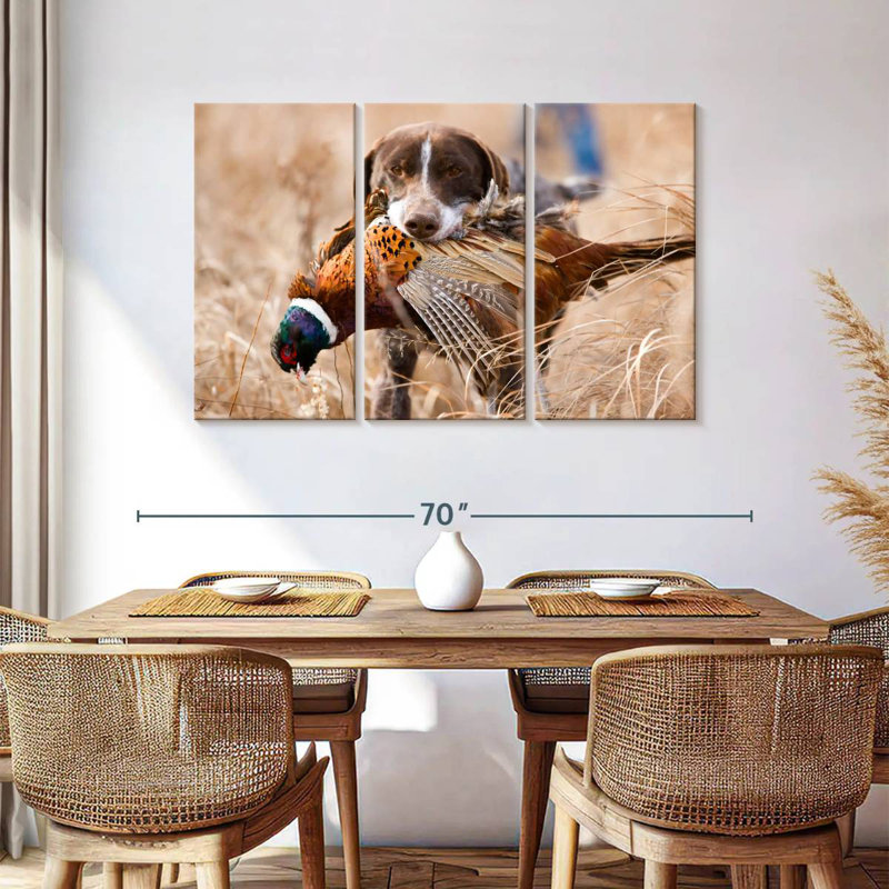 Senne Dog Retrieving Pheasant, 36" H x 57" W