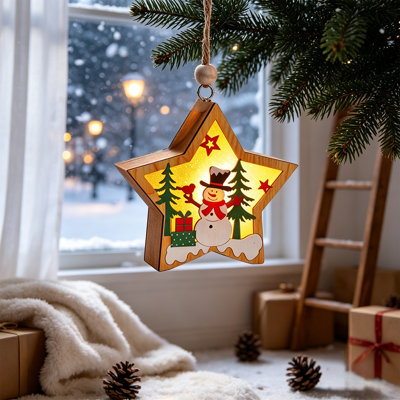 Décoration de Noël en forme d'étoile, guirlande lumineuse DEL à suspendre au sapin avec lumière chaude, idéale pour la maison, le bureau ou les fêtes. Cadeau parfait pour les fêtes.