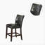 Chaise haute de salle à manger rembourrée en cuir, noir (ensemble de 2)