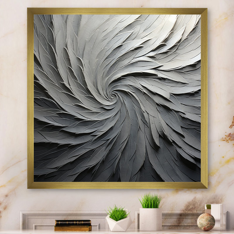 Gris et beige mouvement méditatif II - spirales abstraites, art mural, salon_106123, H 16 po x l 16 po x P 1 po