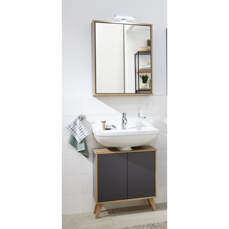 60Cm W x 65Cm H x 30.5Cm D Manufactured Wood Drill / Screw Freestanding Under Sink Cabinet