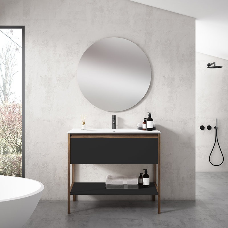 Ensemble de meuble-lavabo à tiroir simple 48 "Icon, Noir