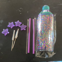 Blush Confetti Cute Barware Kit With Rainbow Iridescent Cobbler Shaker,  Drink Toppers, Cocktail Picks, Ice Cube Drink Chillers, Set Of 11