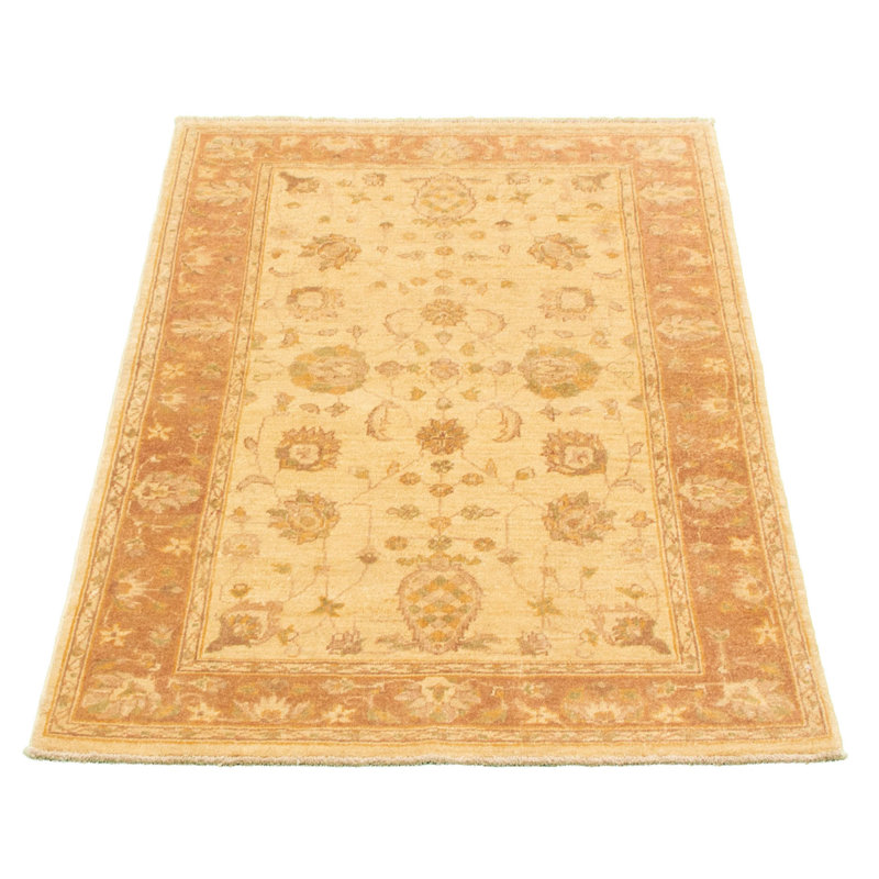 Tapis décoratif beige/brun en laine noué à la main de conception unique 4 pi x 5 pi 10 po Desaray