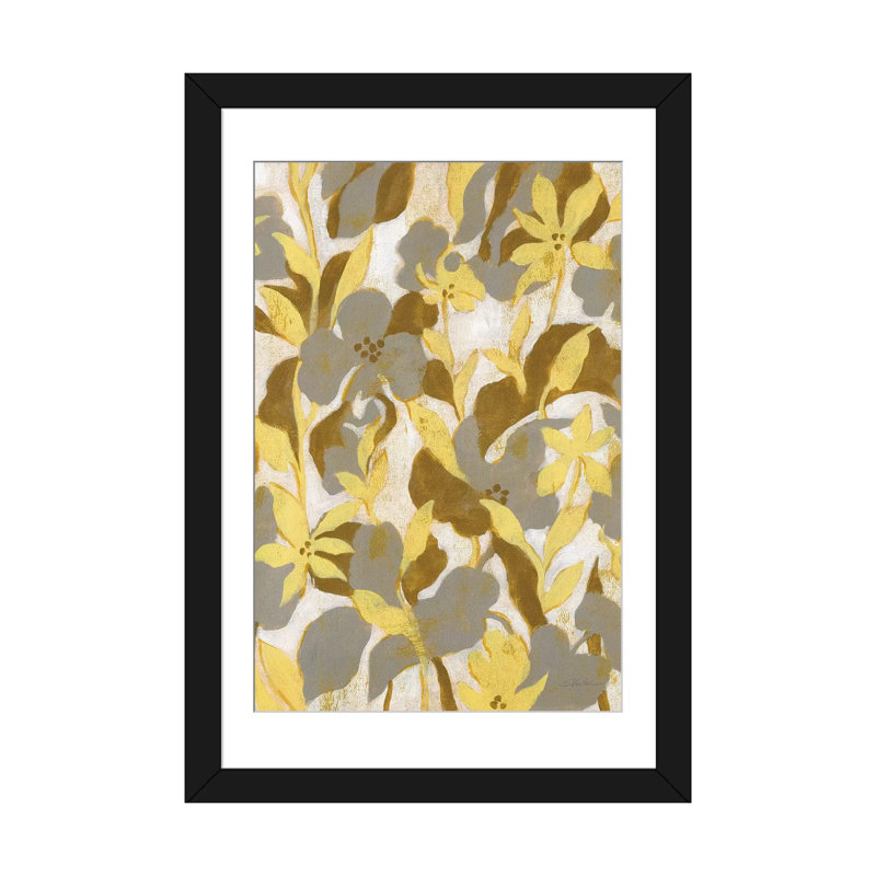 «Painted Tropical Screen II» par Silvia Vassileva, impression sur toile, H 24 po x l 16 po x P 1 po, Papier avec cadre noir