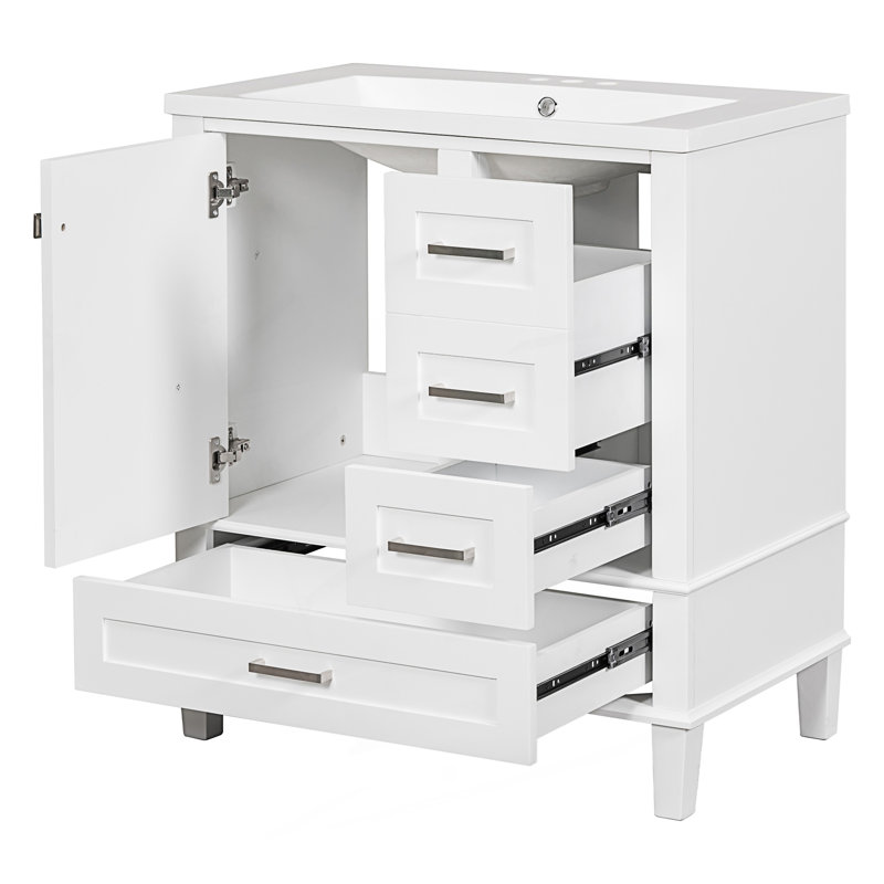 Ensemble de meuble-lavabo moderne avec meuble-lavabo, armoire de rangement avec porte à fermeture douce et 3 tiroirs