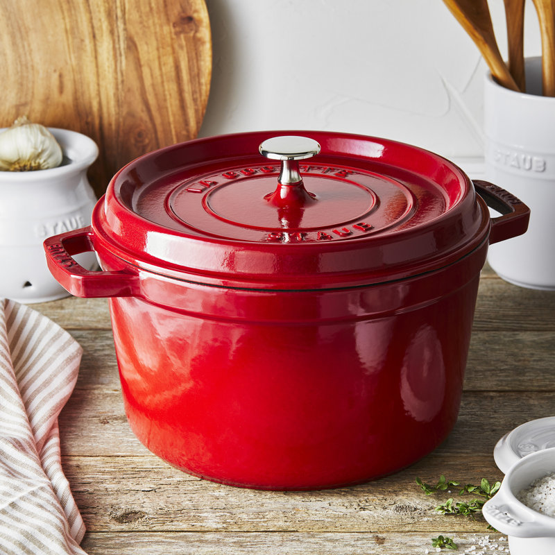 Staub Cast Iron 5-qt Tall/Deep Round Cocotte, Red