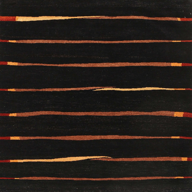 Tapis contemporain noir / jaune, Carré 5 pi