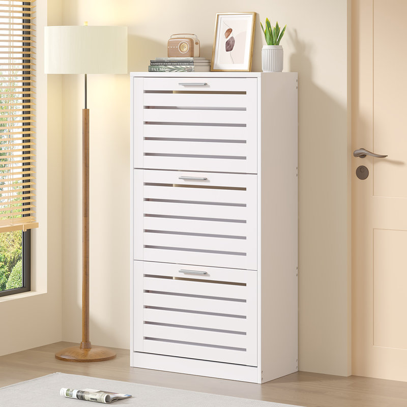Shoe Cabinet with 3 Flip Drawers Storage for Entryway Slim Hidden Shoe Rack Organizer for Hallway, Living Room, Bedroom