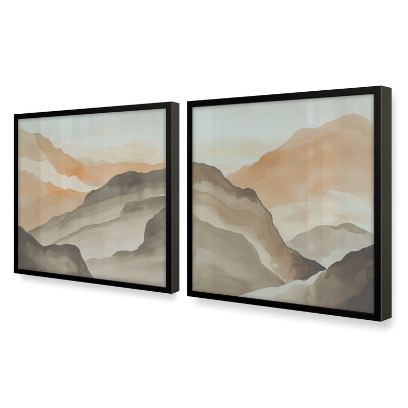 Amber Horizons, ensemble de 2 impressions sur toile,, Satin Black, H 17,5 po x l 35 po
