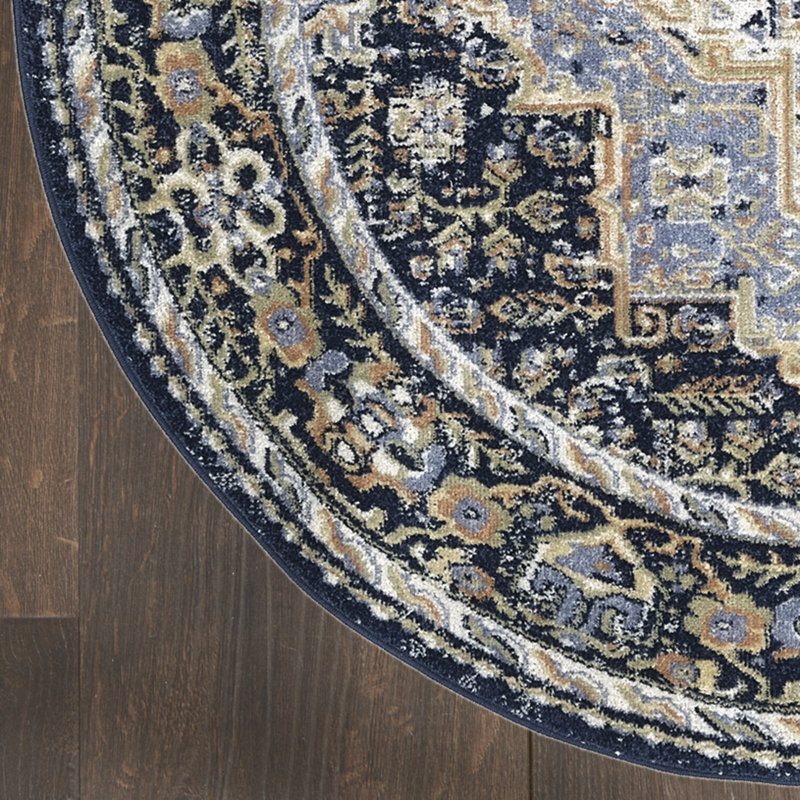Nourison Essentials Persian Navy Indoor/Outdoor Area Rug, Round 6'