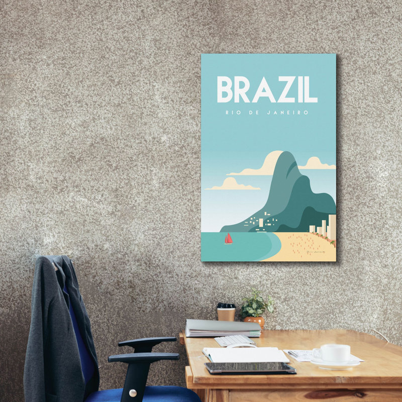  «Brésil» par Omar Escalante, art mural sur toile, 26 po x 40 po