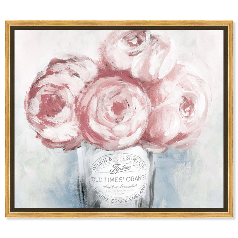 «Peony Jam», impression sur toile tendue, H 36 po x l 45 po, Cadre flottant doré