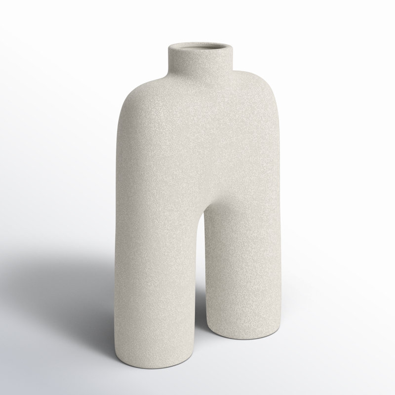 Vase de table en grès Sharee, Blanc, H 13,45 po x l 8,55 po x P 3,5 po