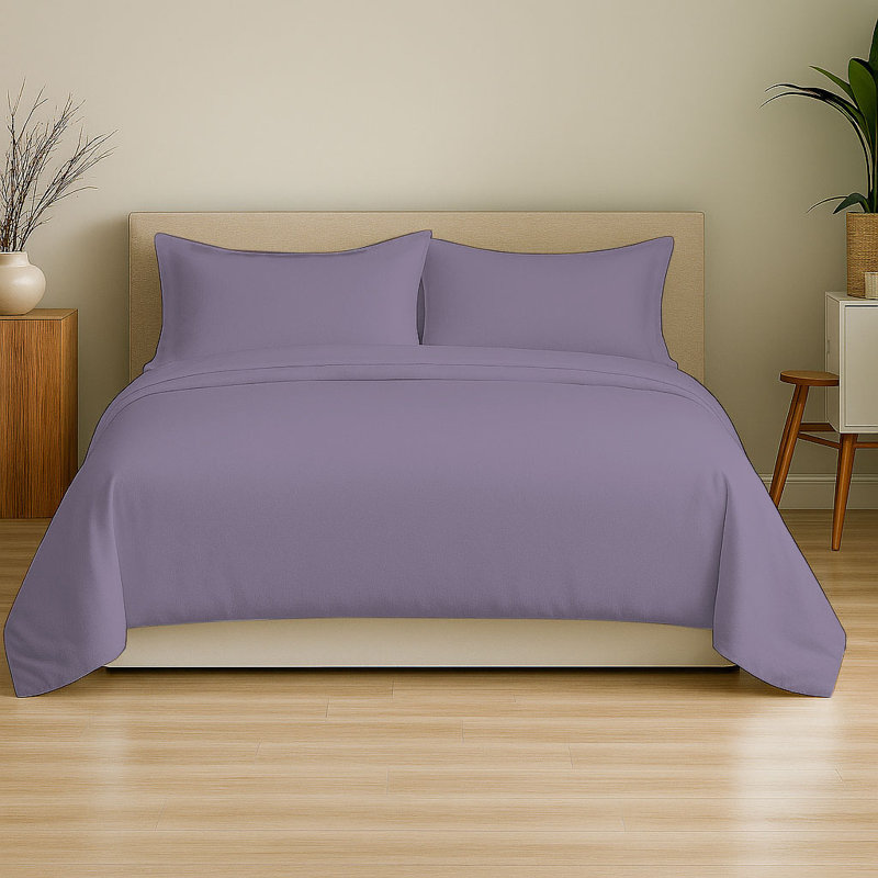 Ensemble de draps en microfibre 6 pièces, Ensemble de draps pour lit simple avec deux taies , Lavande