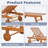 Outdoor Wooden Chaise Lounge Chair with Adjustable Backrest and Wheels, Foldable Acacia Recliner