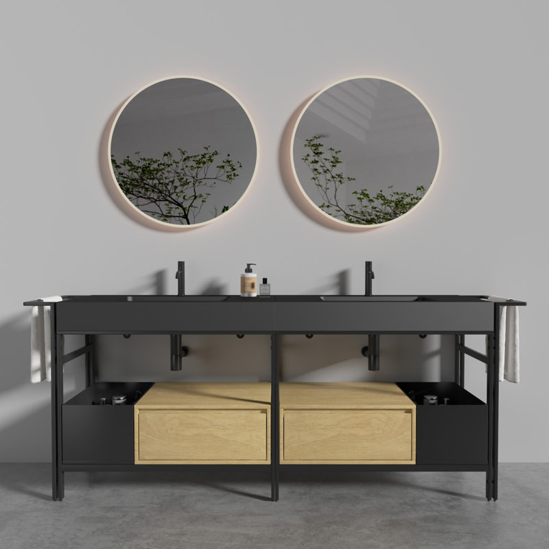 Meuble-lavabo modulaire de style industriel Forte, Noir