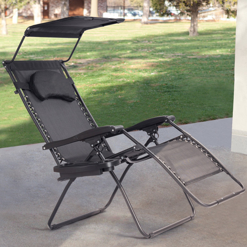 Chaise longue simple inclinable 29 po Kalobe, Noir