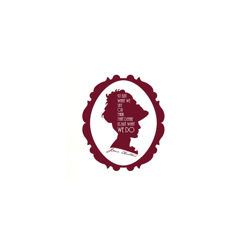 Jane Austen Wall Sticker, Burgundy