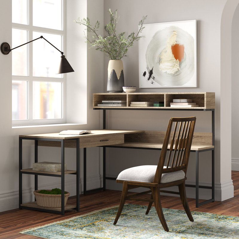 Bureau en L Giordano, Taupe / noir