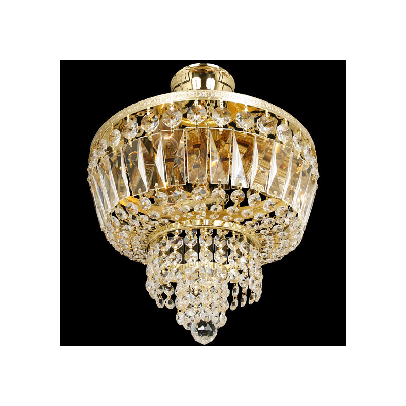 Crystal Semi Flush Mount, Brass