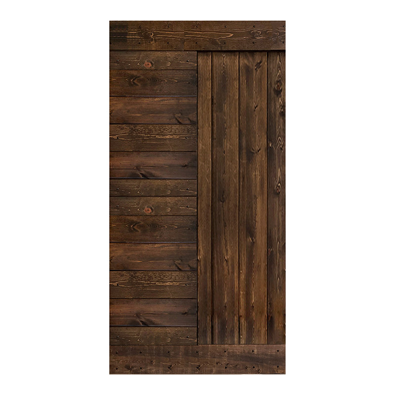 Porte de grange en bois peint à panneaux L Series sans trousse de quincaillerie d'installation, 42 po x 84 po, Café Kona