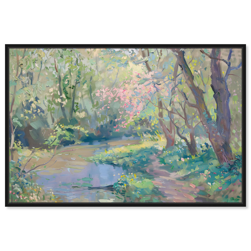 Impression sur toile «Pastel Creek» par Art Remedy, Cadre noir, H 25 po x l 37 po