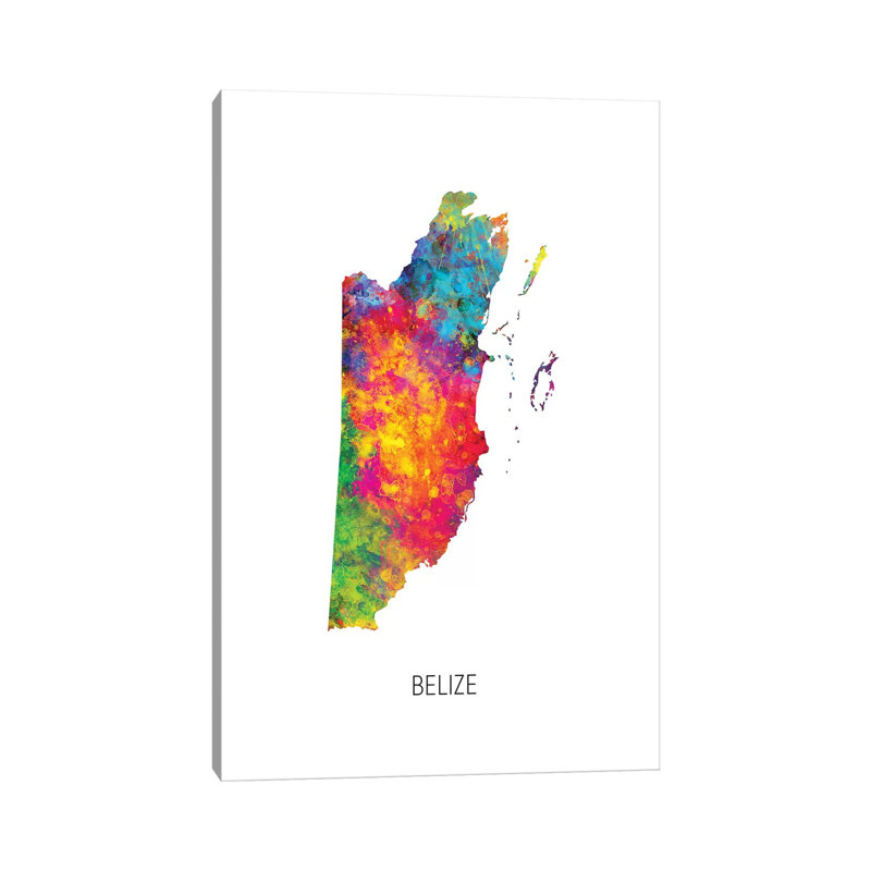 «Belize Map» par Michael Tompsett, impression sur toile tendue, H 60 po x l 40po x P 1,5 po