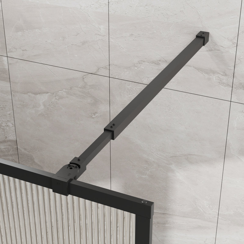 Panneau de douche fixe à accès fixe 3 panneaux avec miroir central et verre cannelé 1/5 po l 46 po x H 72 po