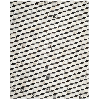 Studio Leather Hand Wooven Leather Geometric Rug