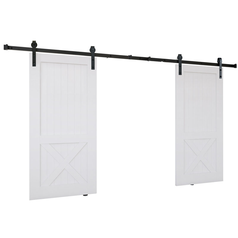 Black Steel Double Door Barn Door Hardware Kit Standard Double