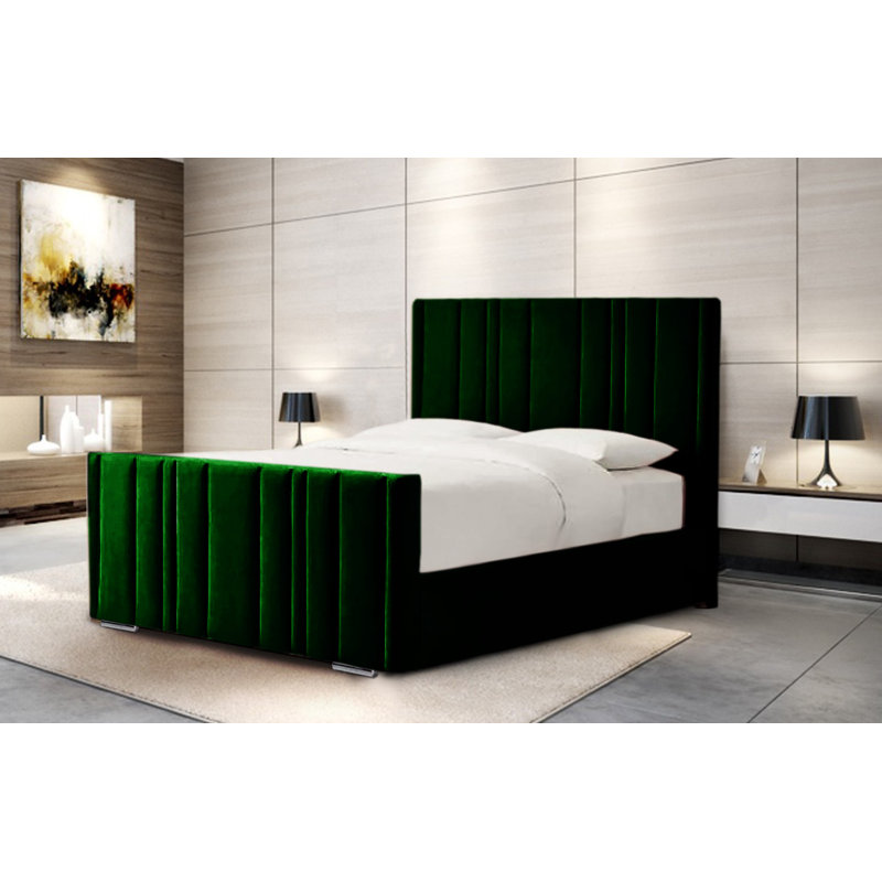 Amalberga Upholstered Bed, Super King (6'), Emerald
