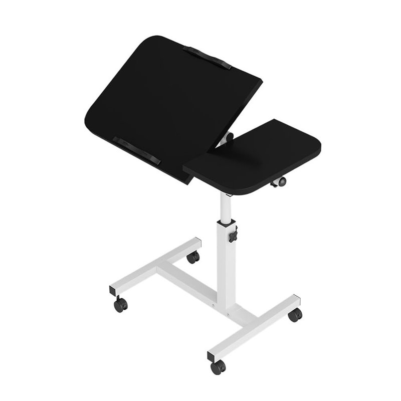 Overbed Table with Swivel Wheels, 23.6 to 37.4 in Height Adjustable Mobile Bedside Desk, Rolling Laptop Stand with Tilt Top, Portable Bed Table for Hospital, Home Office, Couch