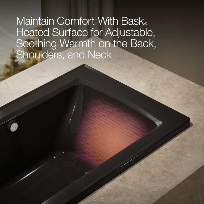 Archer® 60-in X 30-in Drop in Air Acrylic Bathtub with Heater Included, Black