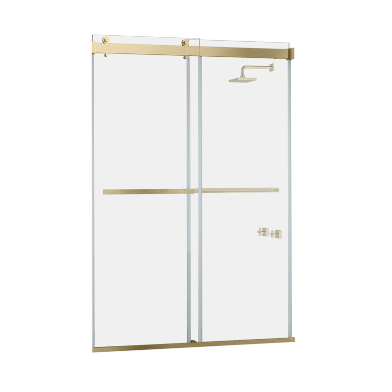 Spezia 56 - 60" W x 76" H Double Sliding Semi- Frameless Shower Door