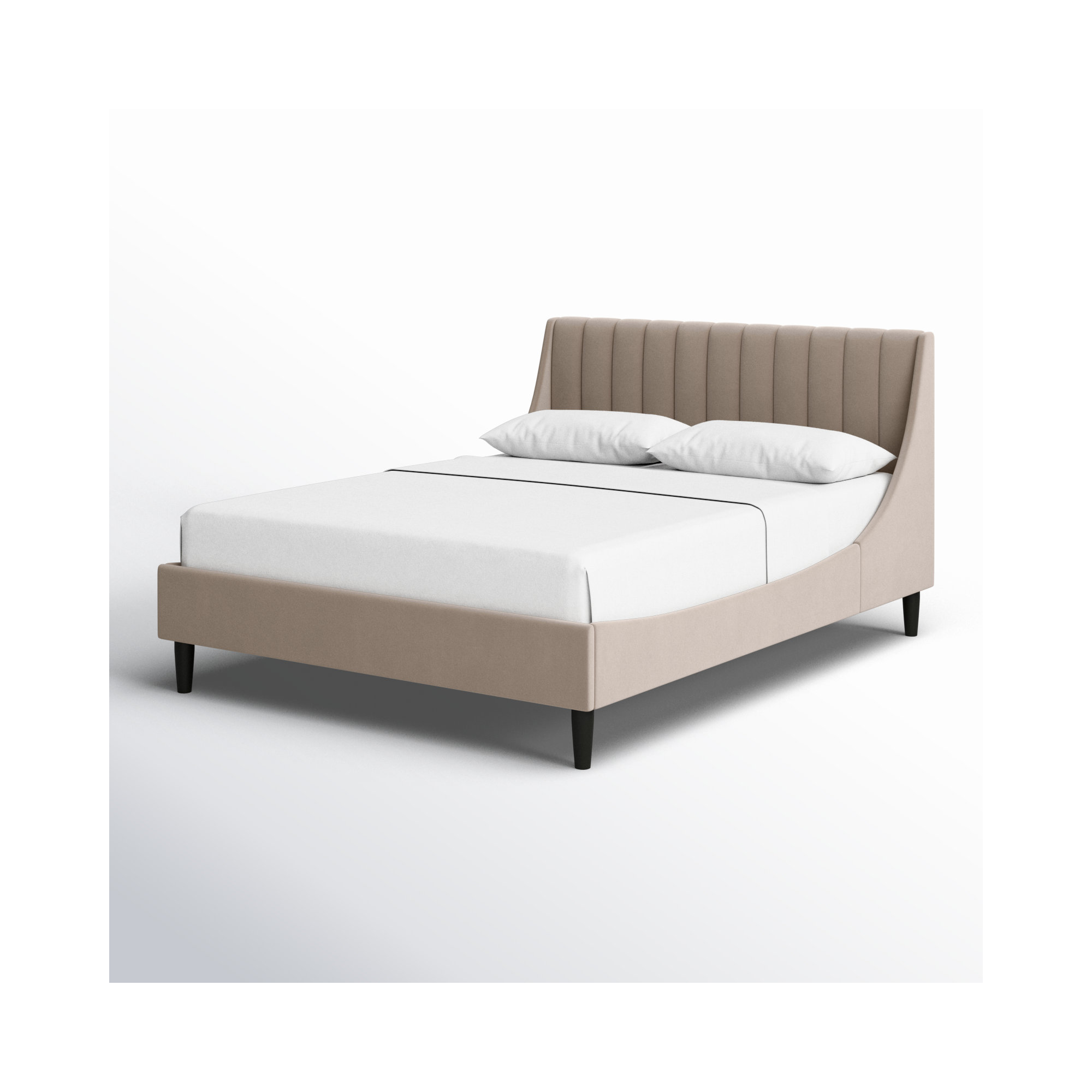 Helaina Upholstered Wingback Bed, Mink Velvet, Queen