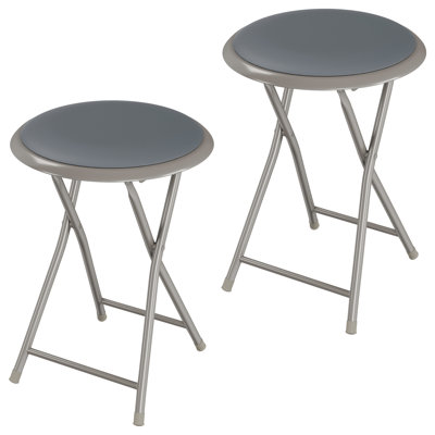 Adenike Folding Bar Stools - Heavy-Duty 18-Inch Stool - 225lb Capacity and Padded Seats by Wade Logan