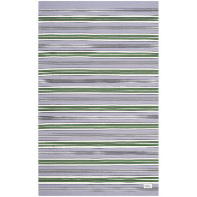 Racing Point Flatweave Striped Area Rug in Lilac/Green