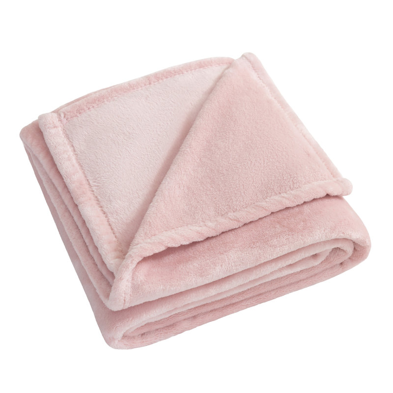 Couverture en molleton ultra douce réversible toutes saisons, Rose, Jeté